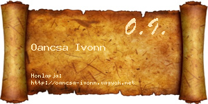Oancsa Ivonn névjegykártya